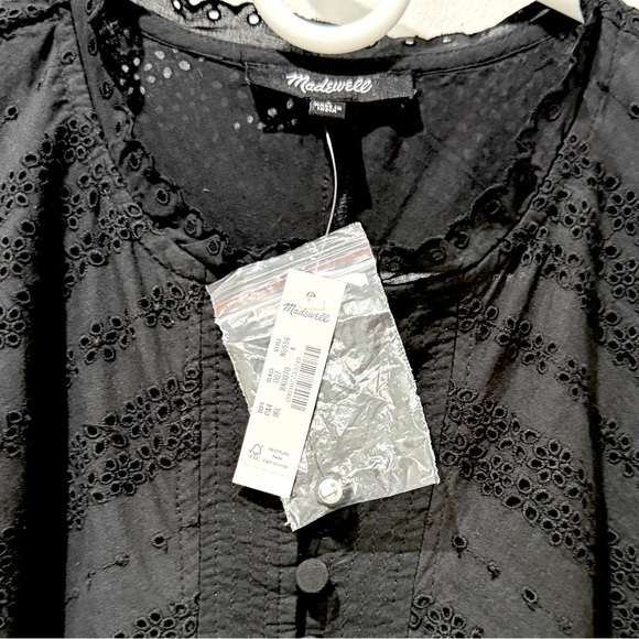 NEW Madewell Eyelet Flutter Sleeve Mini Dress in Cotton - Picture 5 of 7